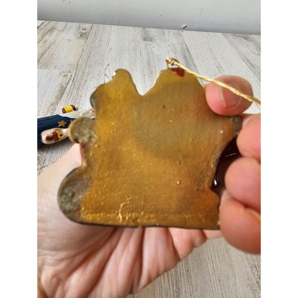 Porcelain Santa ornament sled elf set Xmas tree Santa's - Picture 9 of 13